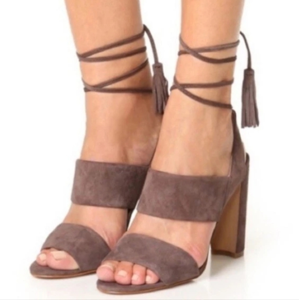 Madewell Octavia Brown Suede Women's Tassel Chunky Heels